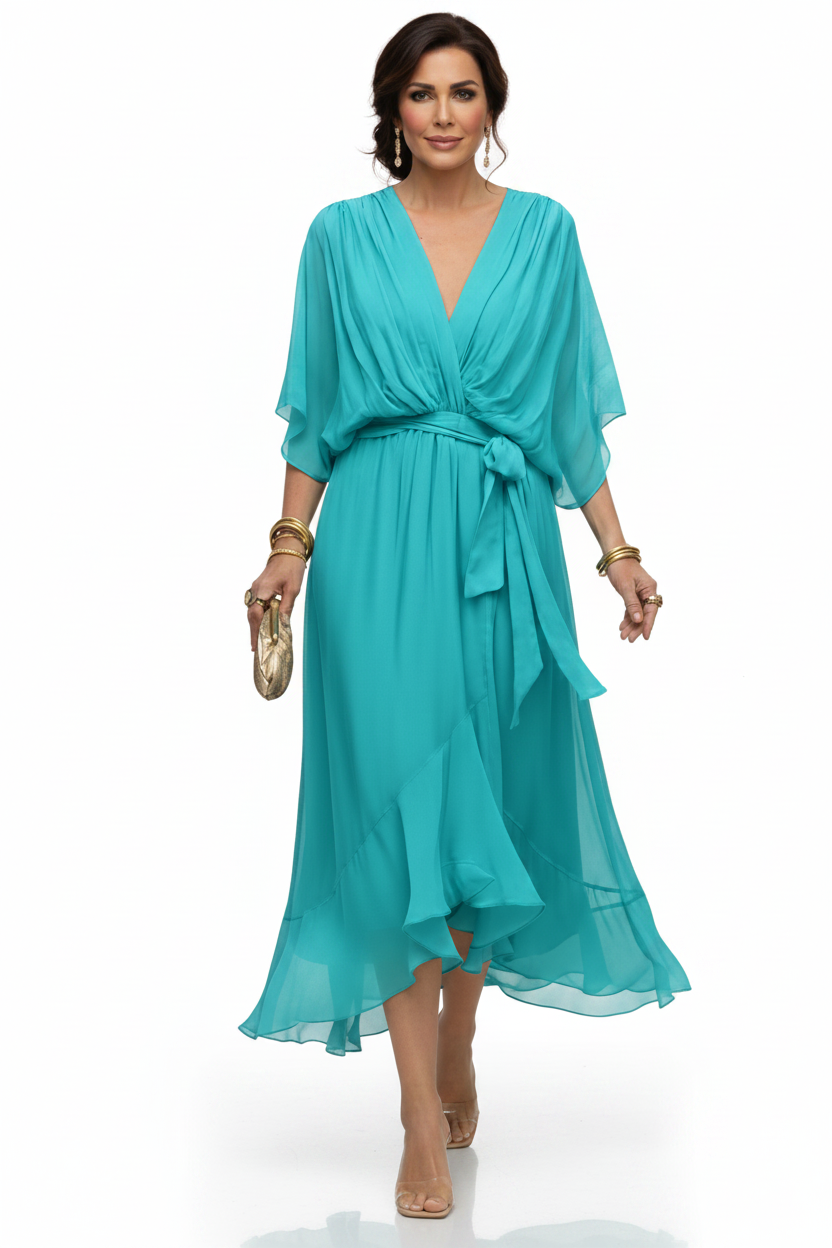 MARTA | VESTIDO DE CHIFFON CON ESCOTE EN V