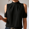 Inge | Blusa negra plisada con mangas abiertas