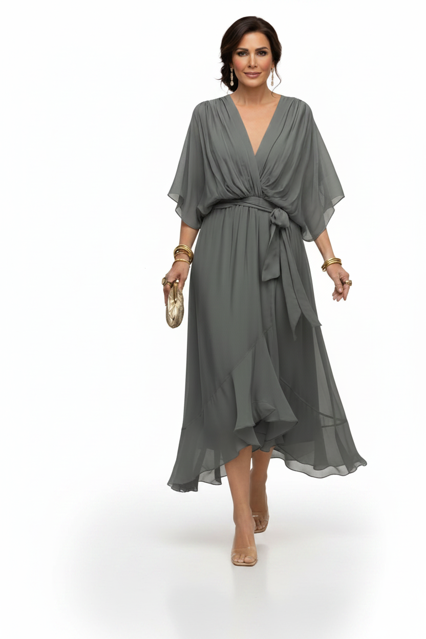 MARTA | VESTIDO DE CHIFFON CON ESCOTE EN V