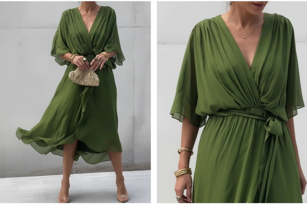 MARTA | VESTIDO DE CHIFFON CON ESCOTE EN V