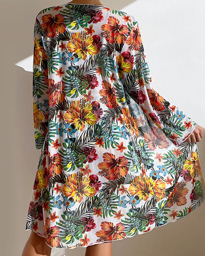 Conjunto Bikini Floral con Sobrecamisa Ligera