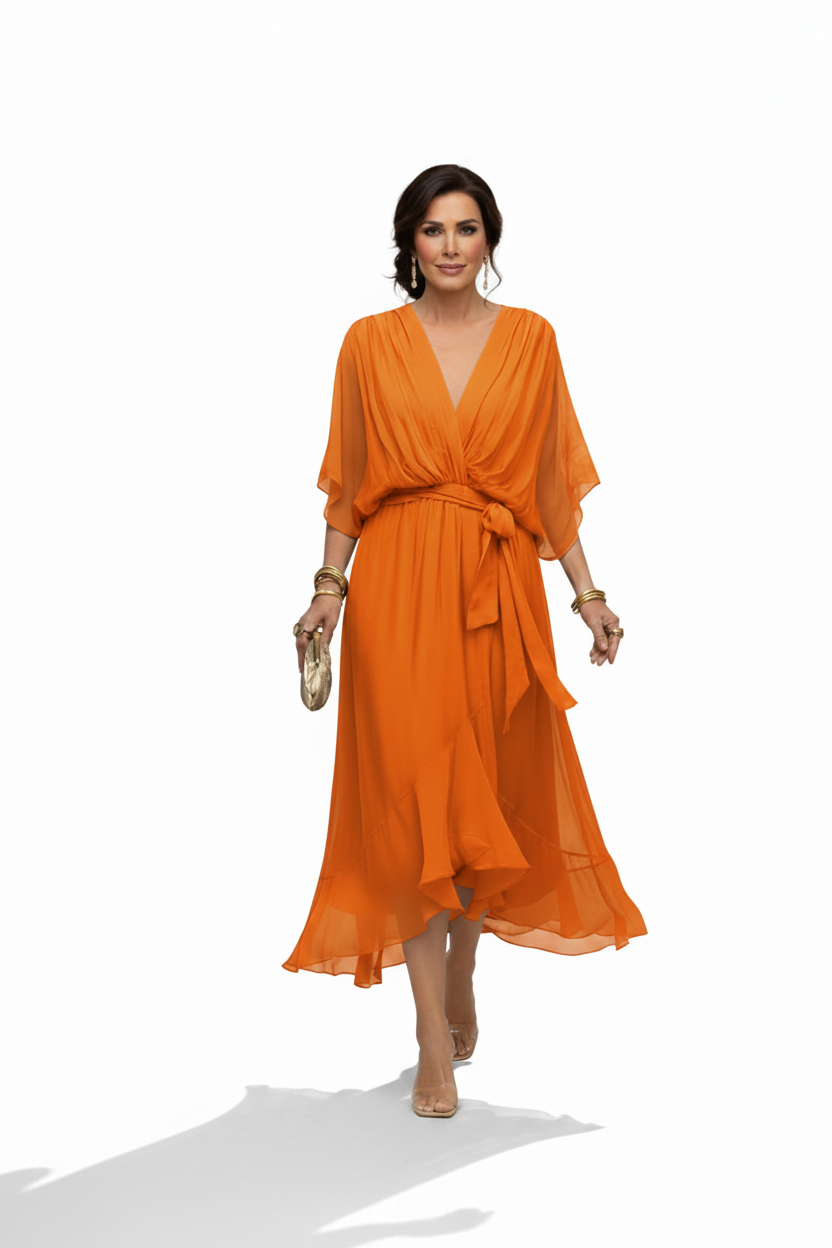 MARTA | VESTIDO DE CHIFFON CON ESCOTE EN V