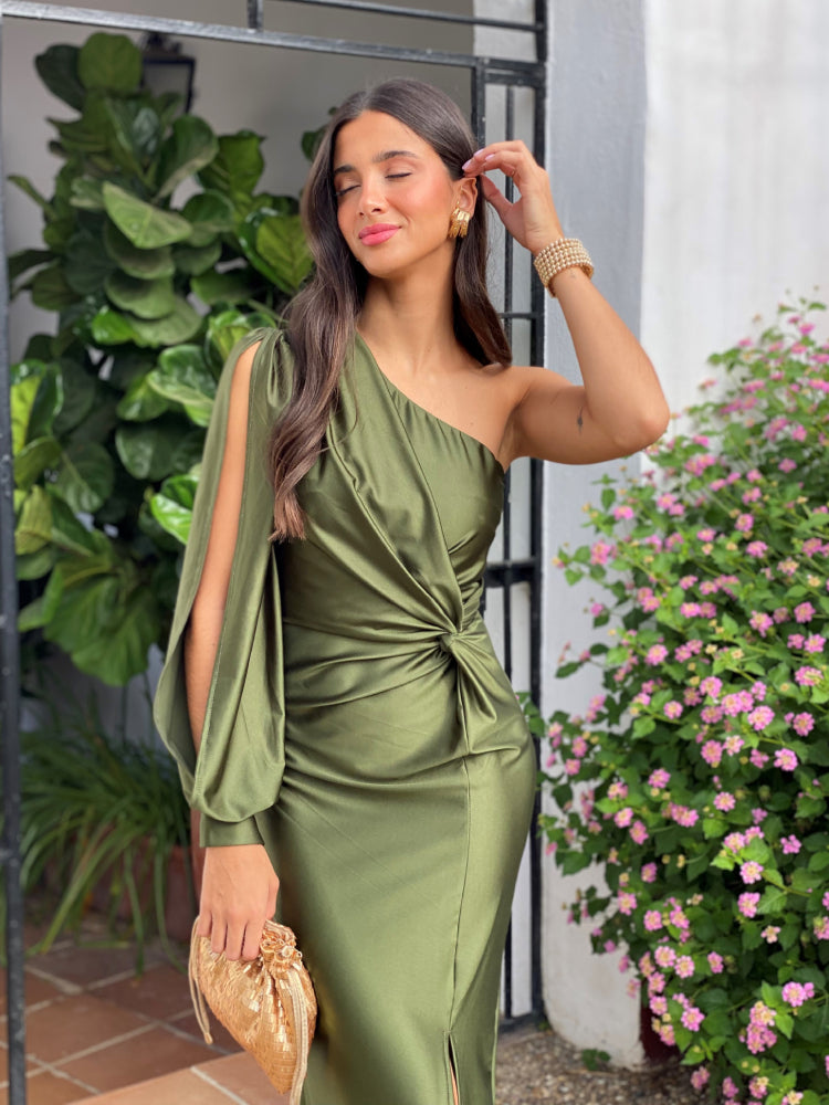 Vestido Hombro Único | Satén
